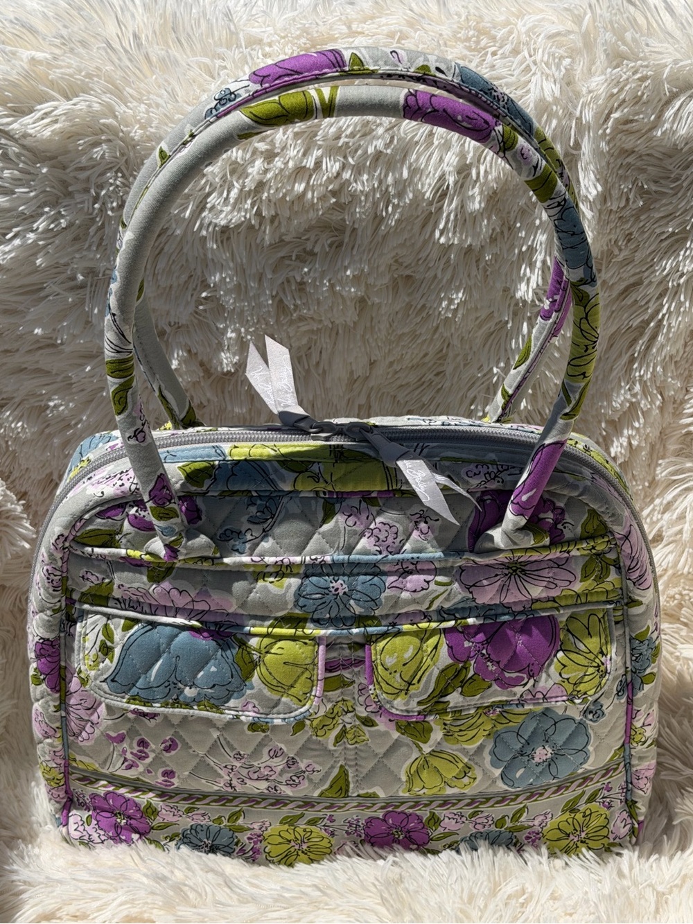 Vera Bradley Quilted Bowler Satchel in Watercolor Pattern. Like New